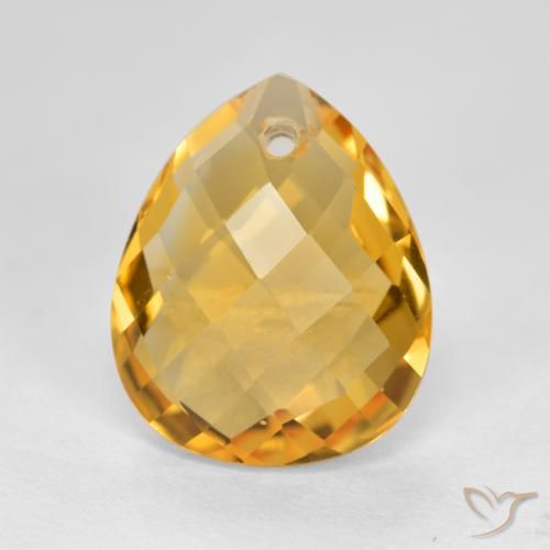 3.53ct 자연스러운 미디엄 라이트 오렌지 골드 황수정, 배 모양, VVS-VS