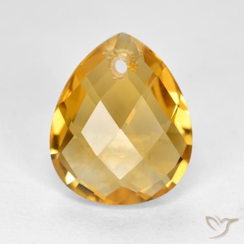 3.73ct 자연스러운 미디엄 다크 골든 황수정, 배 모양, VVS-VS