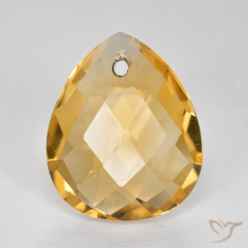 3.49ct 자연스러운 딥 골든 오렌지 황수정, 배 모양, VVS-VS