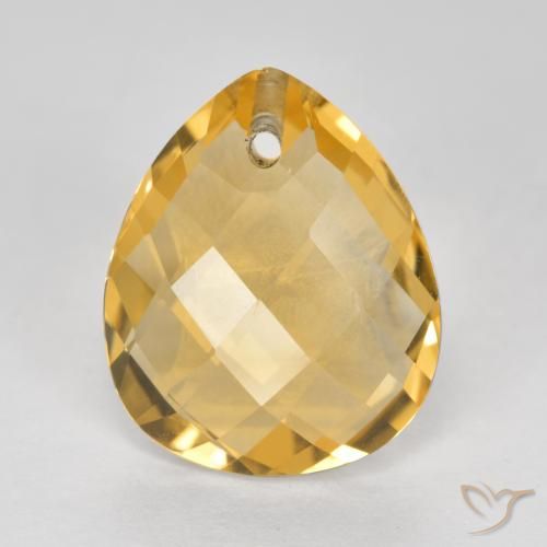 3.39ct 자연스러운 금 황수정, 배 모양, VVS-VS