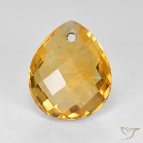 3.88ct 자연스러운 딥 골든 오렌지 황수정, 배 모양, VVS-VS