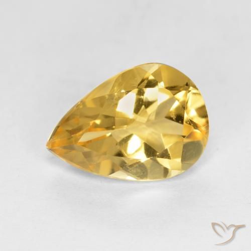 1.62ct 자연스러운 골든 오렌지 황수정, 배 모양, VVS-VS