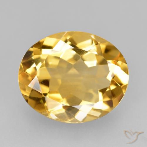 4.10ct 자연스러운 미디엄 다크 골든 황수정, 타원형, VVS