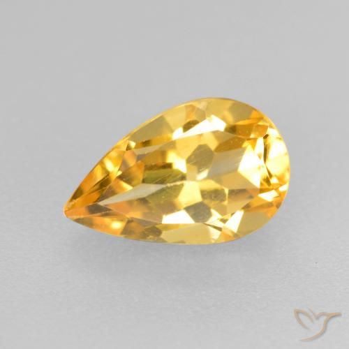 0.85ct 자연스러운 미디엄 골드 황수정, 배 모양, VS