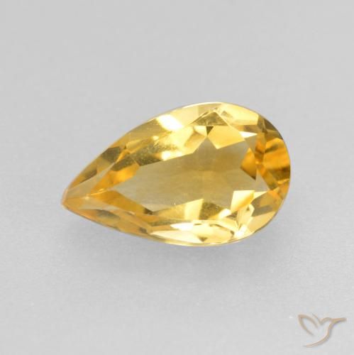 0.75ct 자연스러운 금 황수정, 배 모양, VS