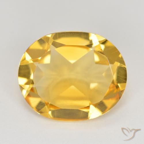 3.44ct 자연스러운 미디엄 골드 황수정, 타원형, VS