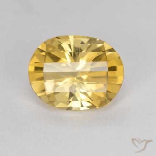 2.39ct 자연스러운 골든 옐로우 황수정, 타원형, VVS