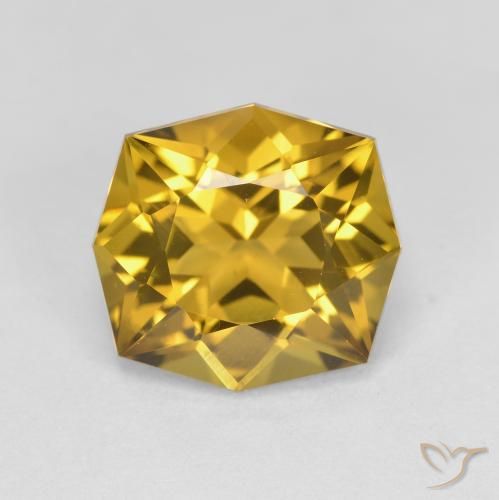 3.20ct 자연스러운 미디엄 골든 황수정, 에메랄드 컷, VVS