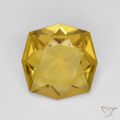 3.55ct 자연스러운 미디엄 골드 황수정, 에메랄드 컷, VVS