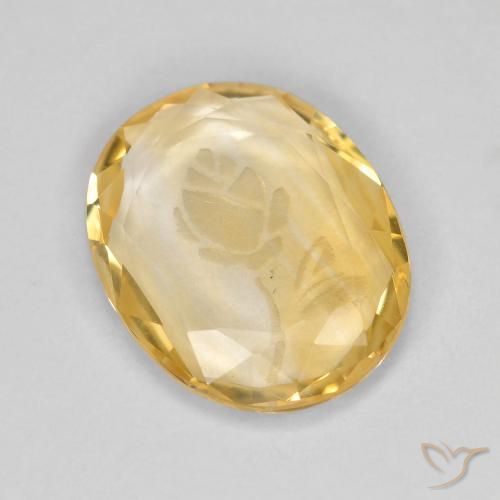 1.42ct 자연스러운 라이트 골든 황수정, 타원형, 투명한