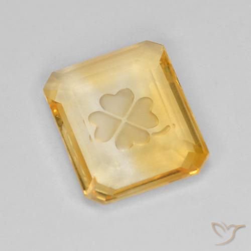 3.40ct 자연스러운 금 황수정, 에메랄드 컷, 투명한
