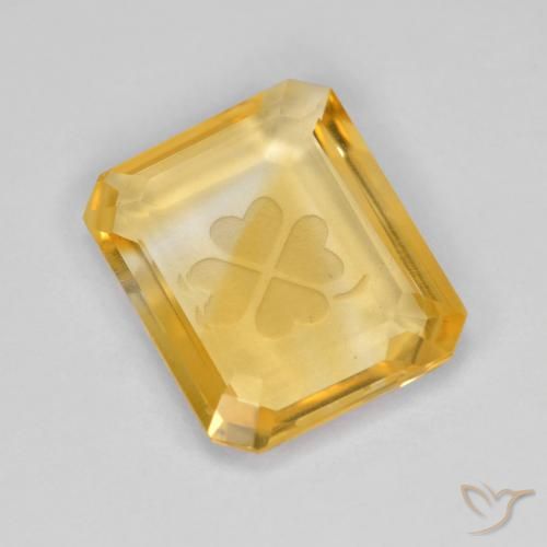 3.20ct 자연스러운 브라이트 골드 황수정, 에메랄드 컷, 투명한