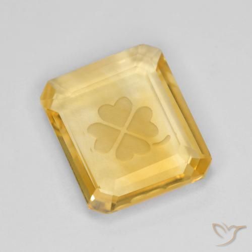 3.45ct 자연스러운 미디엄 골드 황수정, 에메랄드 컷, 투명한