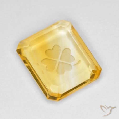 3.45ct 자연스러운 미디엄 골든 황수정, 에메랄드 컷, 투명한