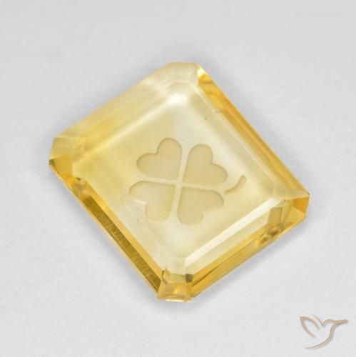 3.25ct 자연스러운 미디엄 골드 황수정, 에메랄드 컷, 투명한