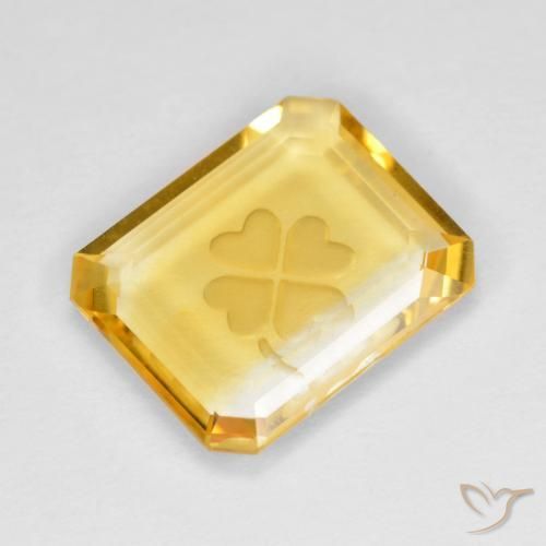 3.31ct 자연스러운 미디엄 골드 황수정, 에메랄드 컷, 투명한