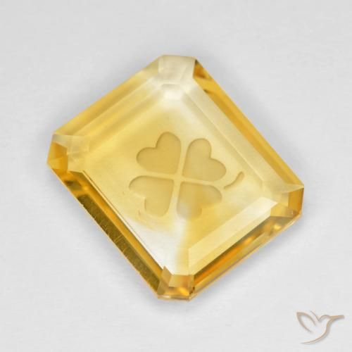 3.51ct 자연스러운 미디엄 골든 황수정, 에메랄드 컷, 투명한