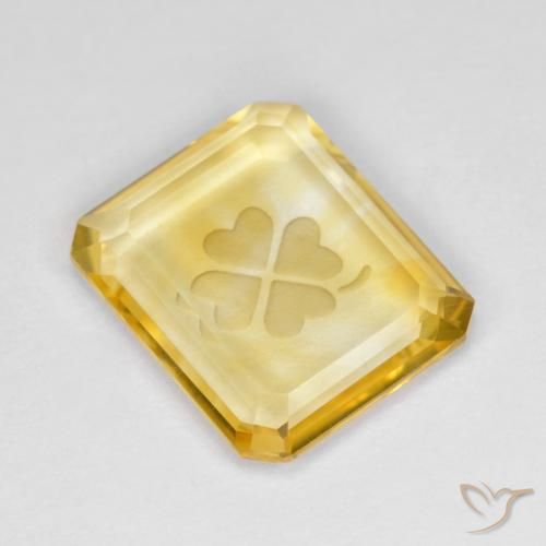 3.40ct 자연스러운 미디엄 골드 황수정, 에메랄드 컷, 투명한