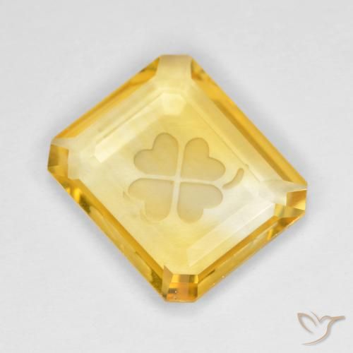 3.23ct 자연스러운 금 황수정, 에메랄드 컷, 투명한