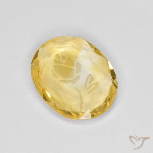 1.44ct 자연스러운 황색을 띠는 금 황수정, 타원형, 투명한