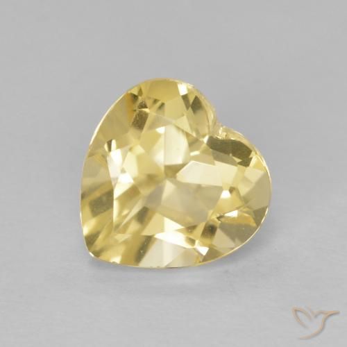 1.24ct 자연스러운 황색을 띠는 금 황수정, 마음, VS