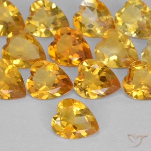 0.44ct 자연스러운 딥 골든 오렌지 황수정, 마음, VS