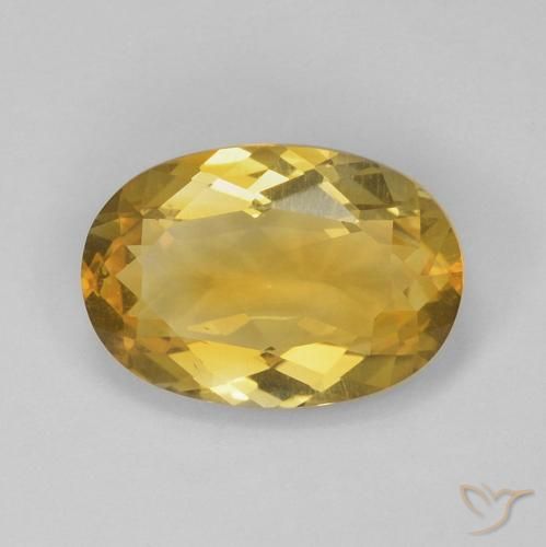 3.80ct 자연스러운 미디엄 골드 황수정, 타원형, VVS