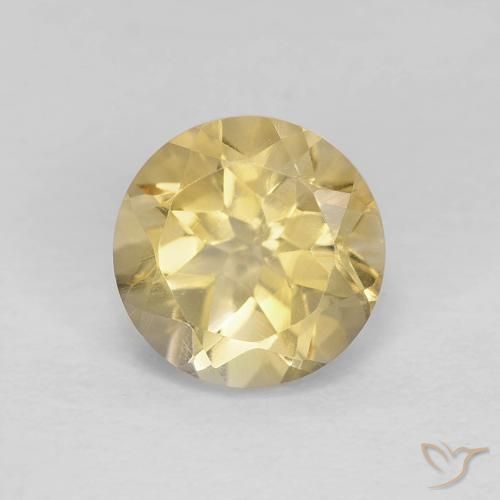 1.39ct 자연스러운 미디엄 옐로우 황수정, 둥근, VVS