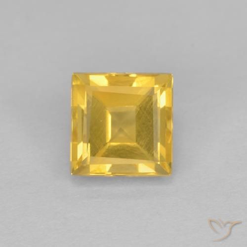 1.33ct 자연스러운 미디엄 골드 황수정, 정사각형, VS
