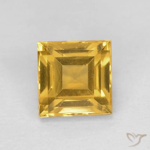 1.24ct 자연스러운 딥 골드 황수정, 정사각형, VVS-VS