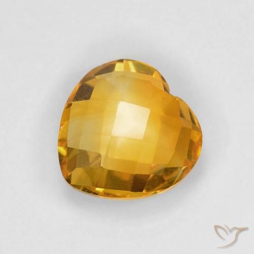 1.69ct 자연스러운 딥 골든 오렌지 황수정, 마음, VVS