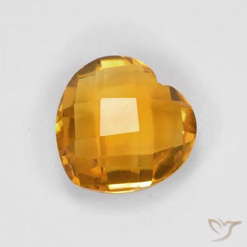 1.70ct 자연스러운 딥 오렌지-골드 황수정, 마음, VVS
