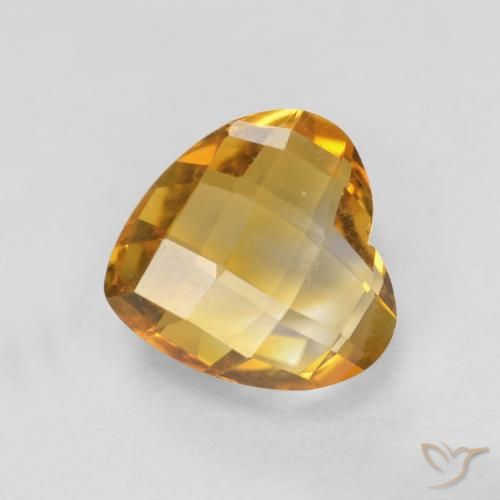 1.65ct 자연스러운 딥 골든 오렌지 황수정, 마음, VVS