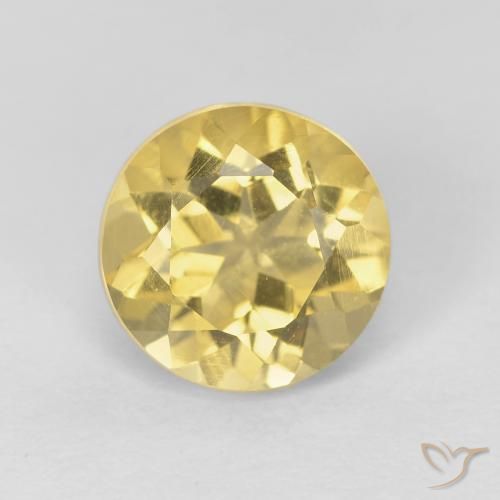 1.84ct 자연스러운 미디엄 골드 황수정, 둥근, VVS