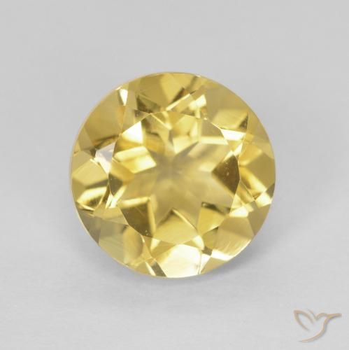 1.97ct 자연스러운 골든 옐로우 황수정, 둥근, VVS