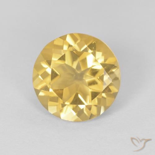 1.74ct 자연스러운 라이트 골든 옐로우 황수정, 둥근, VVS