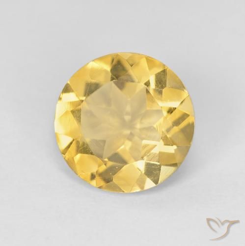 1.64ct 자연스러운 미디엄 골드 황수정, 둥근, VVS