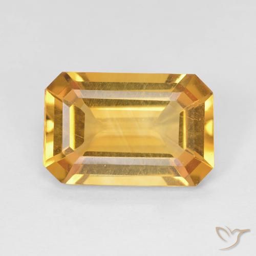 3.36ct 자연스러운 딥 골든 오렌지 황수정, 에메랄드 컷, VS