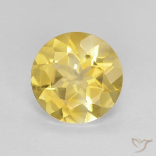 1.60ct 자연스러운 미디엄 옐로우 황수정, 둥근, VVS