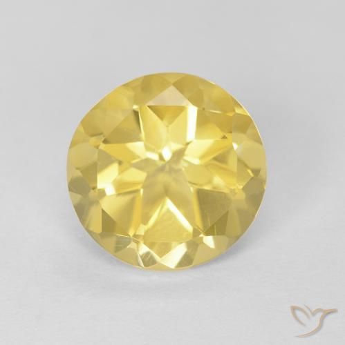 1.57ct 자연스러운 미디엄 옐로우 황수정, 둥근, VVS