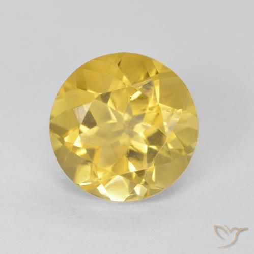 1.79ct 자연스러운 미디엄 옐로우 황수정, 둥근, VVS