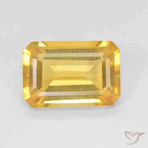 3.45ct 자연스러운 미디엄 골드 황수정, 에메랄드 컷, VVS-VS