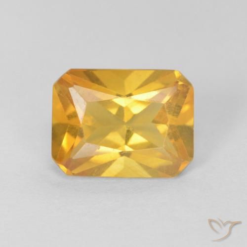 1.28ct 자연스러운 브라이트 골드 황수정, 에메랄드 컷, VVS-VS
