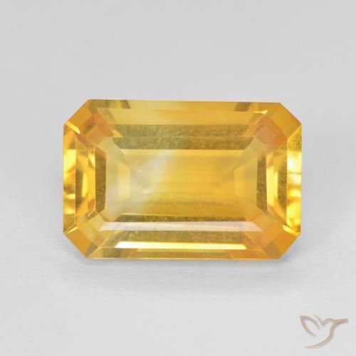 3.70ct 자연스러운 골든 황수정, 에메랄드 컷, VVS-VS