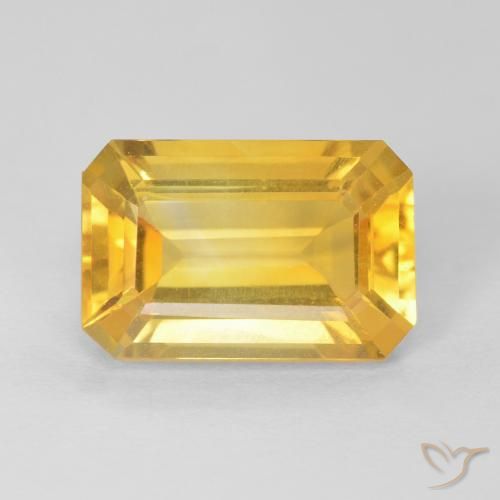 3.80ct 자연스러운 골든 황수정, 에메랄드 컷, VVS-VS