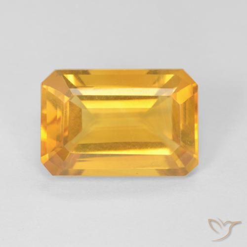 3.60ct 자연스러운 오렌지-골드 황수정, 에메랄드 컷, VVS-VS