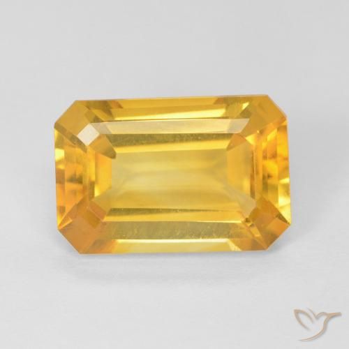 3.91ct 자연스러운 골든 황수정, 에메랄드 컷, VVS