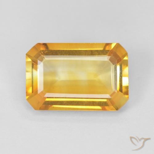 3.37ct 자연스러운 골든 황수정, 에메랄드 컷, VVS