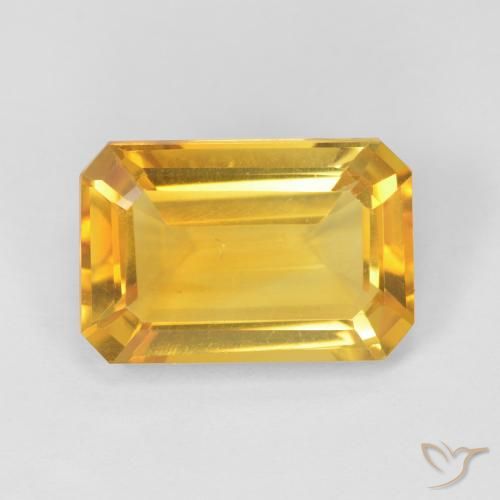 3.81ct 자연스러운 골든 황수정, 에메랄드 컷, VVS