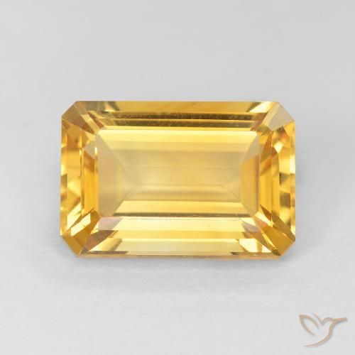 4.10ct 자연스러운 브라이트 골드 황수정, 에메랄드 컷, VVS